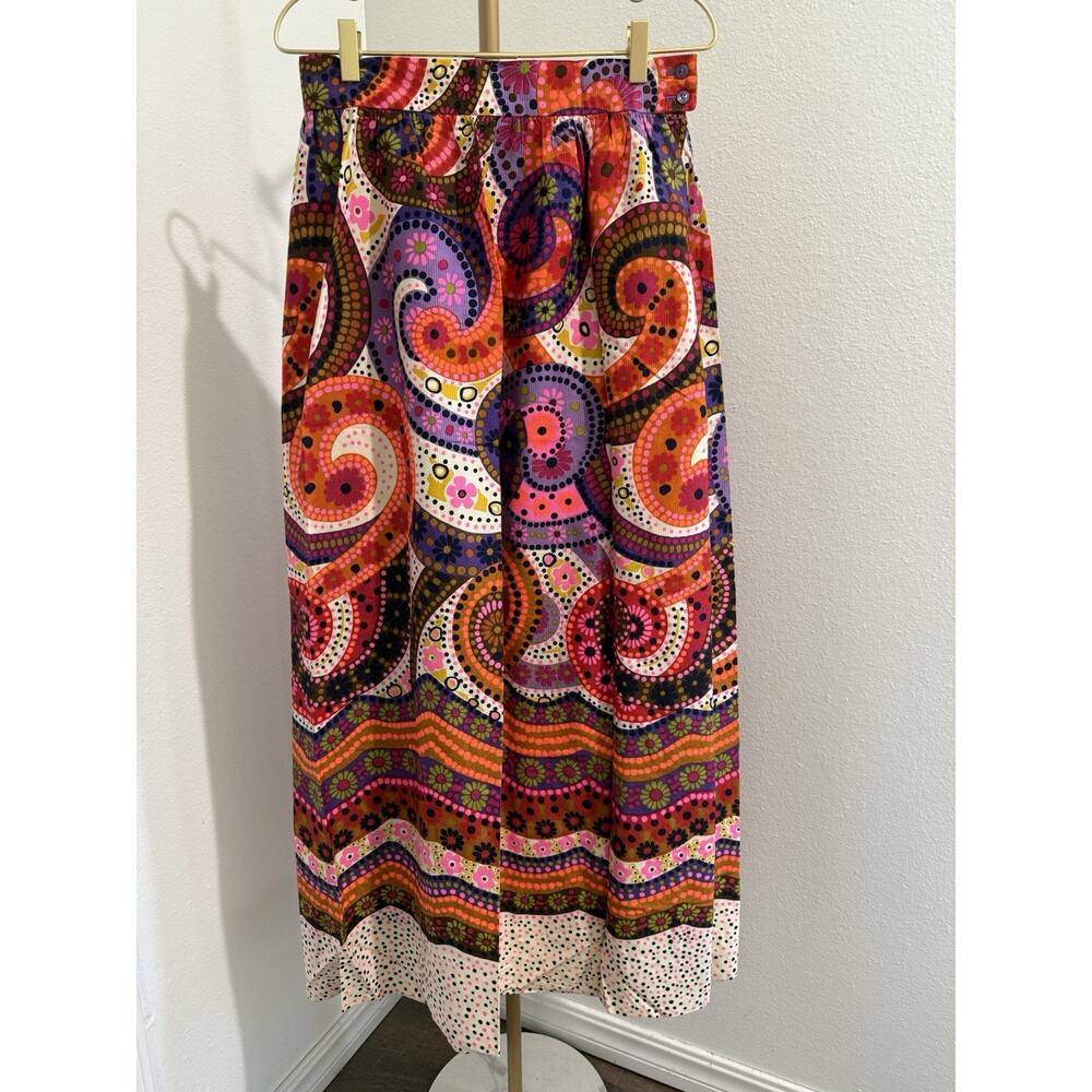 Vintage 60s Alex Coleman Flower Power Hippy Maxi Boho skirt Paisley Small - Picture 2 of 8
